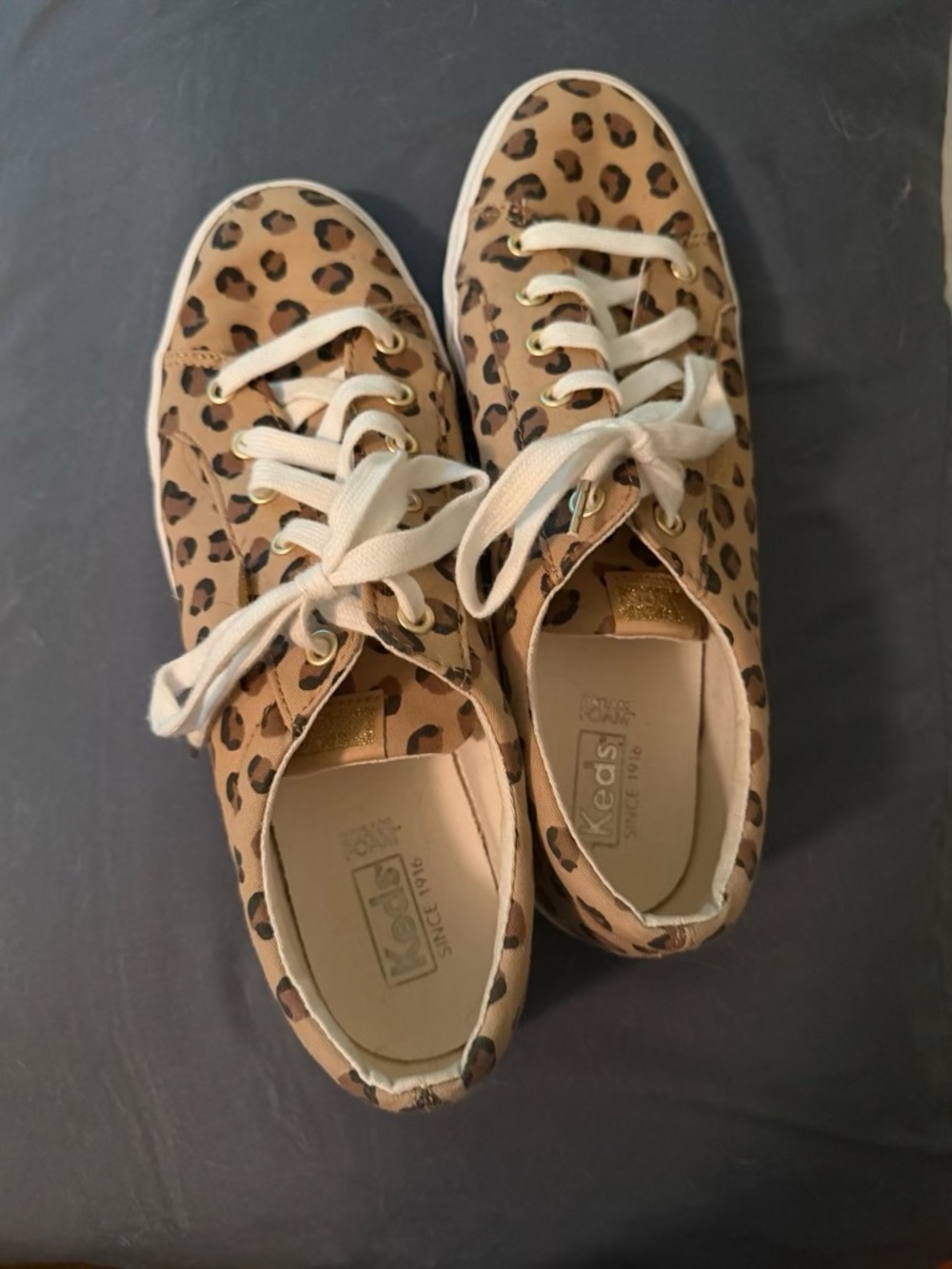 Keds Leopard-Print Lace-Up Sneakers - Tan and Black